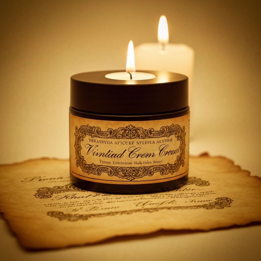 Премиален крем в стара винтидж бутилка на золотен фон