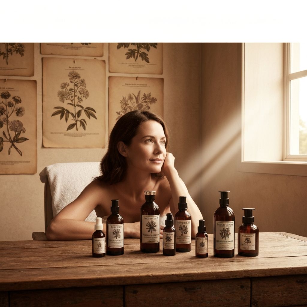 Жена в спа с релаксирано лице и козметични продукти